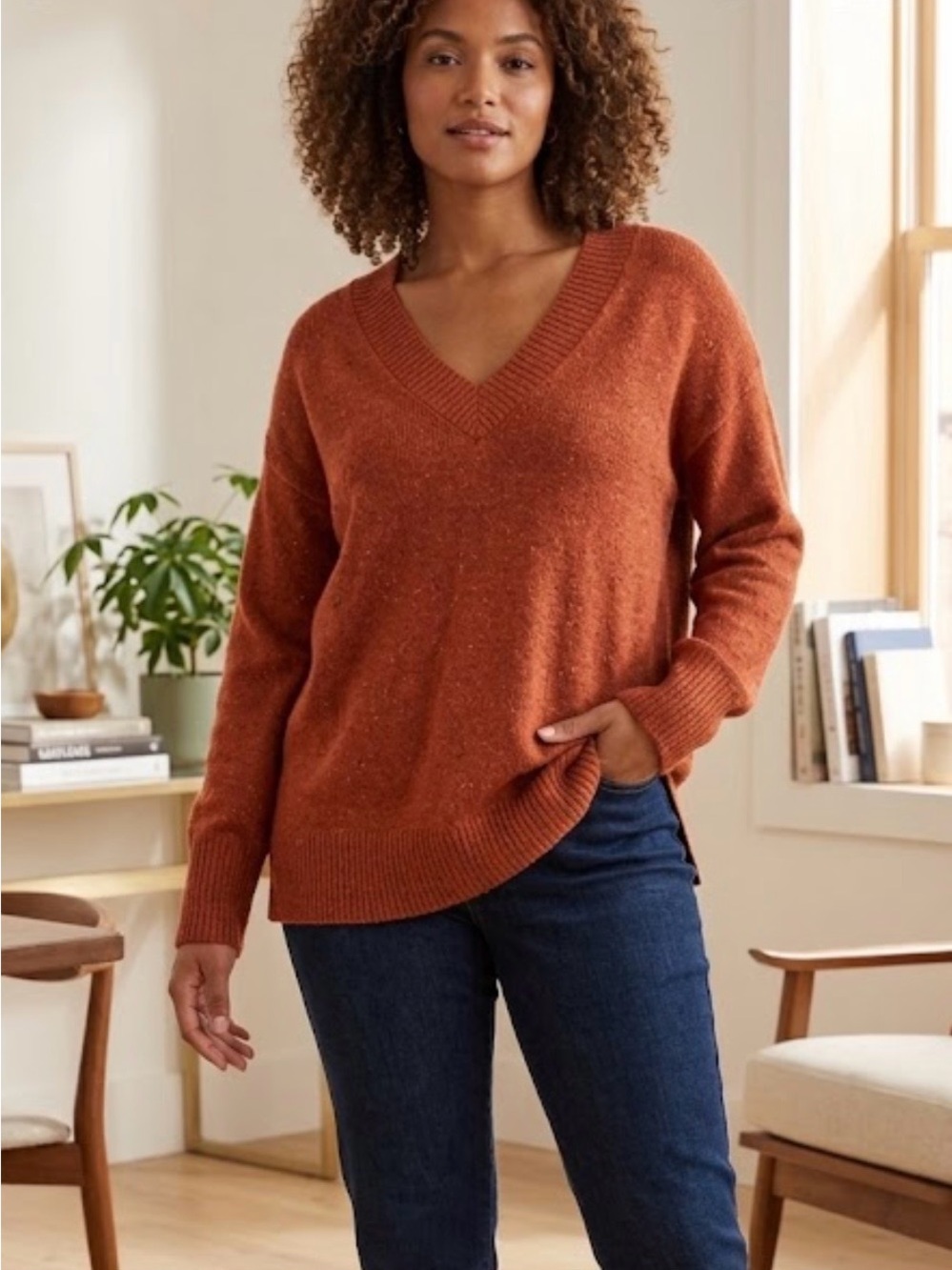 a new day Terracotta V-Neck Sweater